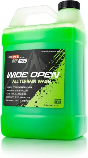 P&S Off Road Wide Open All Terrain Wash – Heavy-Duty Concentrated Soap for ATVs, UTVs & More – Tough on Dirt & Mud, Safe on All Finishes, Rust Inhibitors - 1 Gallon