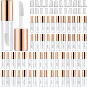 Patelai 100 Pieces 1.2 ml Clear Mini Lip Gloss Tube Refillable Empty Lip Balm Gloss Containers for Women Girls DIY Makeup, Rose Gold