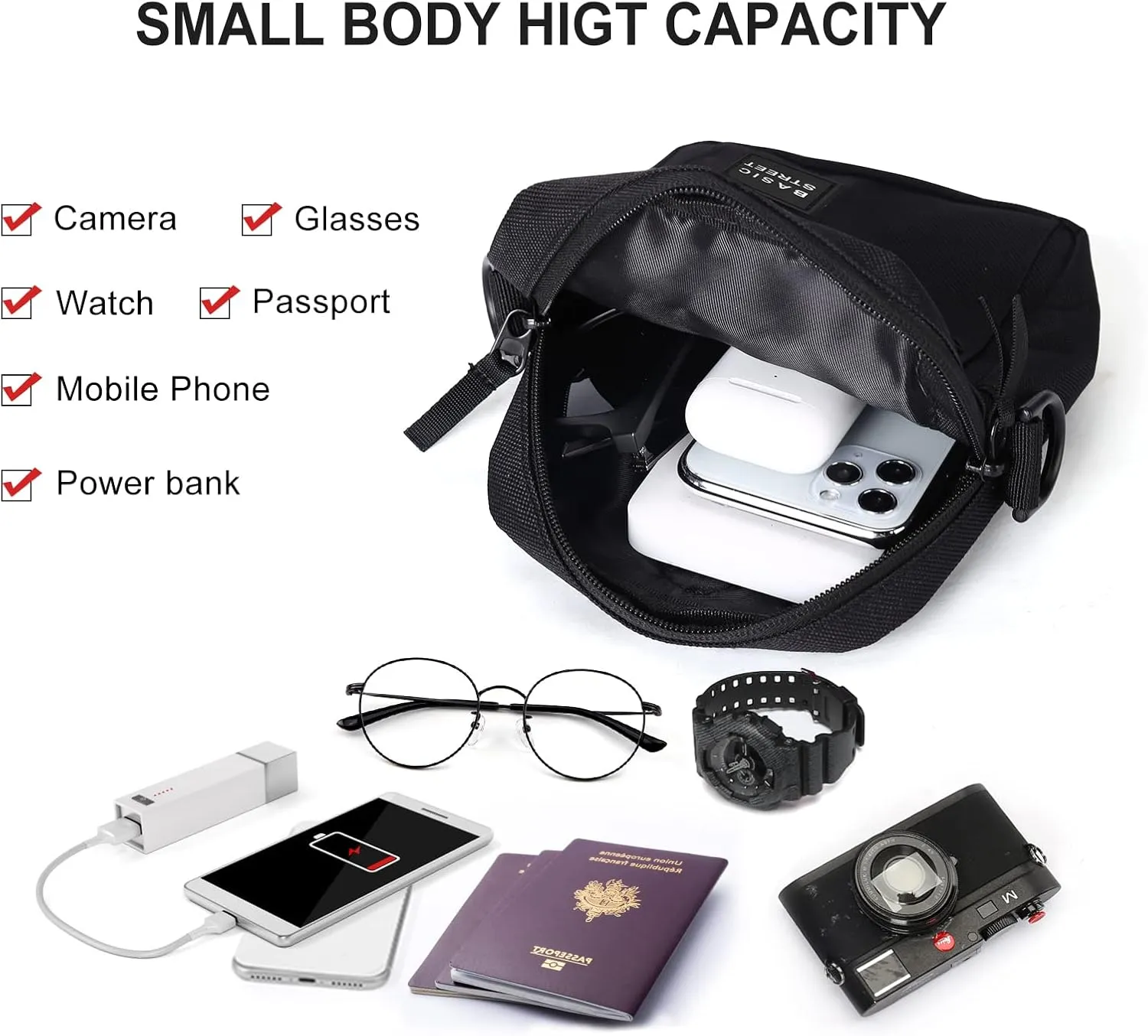 PAUBACK Crossbody Bag for Mens,Travel Passport Wallet Bag for Men for Cell Phone, Small Neck Pouch Side Shoulder Bag for Men