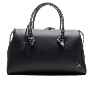 Pebbled Leather Weekender Bag - Black