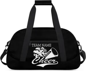 Personalised Name Cheer Cheerleader Bags, Custom Dancing Sports Duffle Bag Gym Cheerleading Bags Travel Duffel Perform Training Bag, Overnight Weekender Bags, Black
