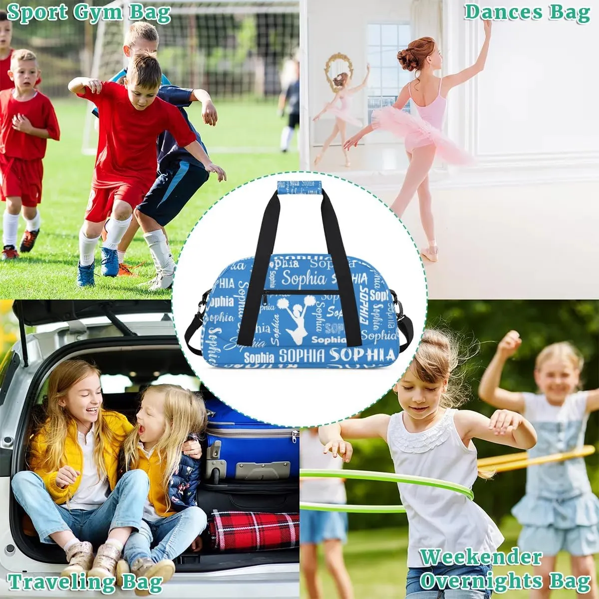 Personalized Cheer Bag Sport Duffel Bag Dance Bag, Overnight Weekender Bags Cheerleader Personalized Gymnastics Duffel Bag Cheerleading Gifts, Blue
