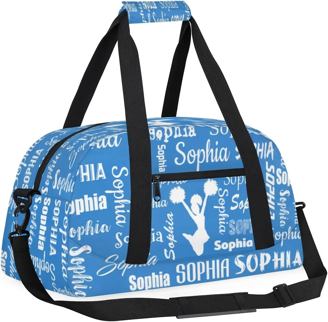 Personalized Cheer Bag Sport Duffel Bag Dance Bag, Overnight Weekender Bags Cheerleader Personalized Gymnastics Duffel Bag Cheerleading Gifts, Blue
