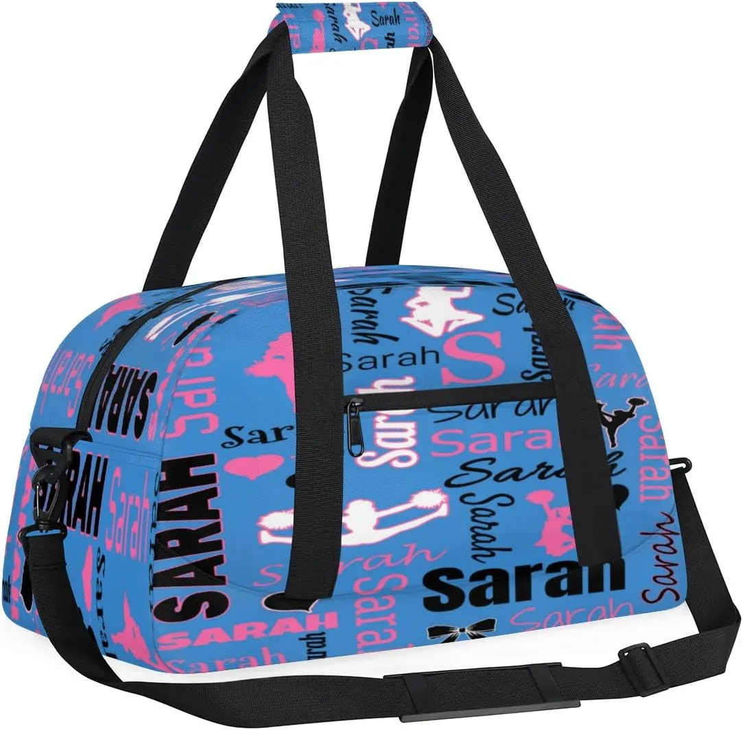 Personalized Cheer Duffle Bag for Cheerleaders, Blue (No Glitter) Custom Cheerleading Gym Bag for Women, Cheer Duffel Bag with Name Weekender Bags Customized Cheer Gifts