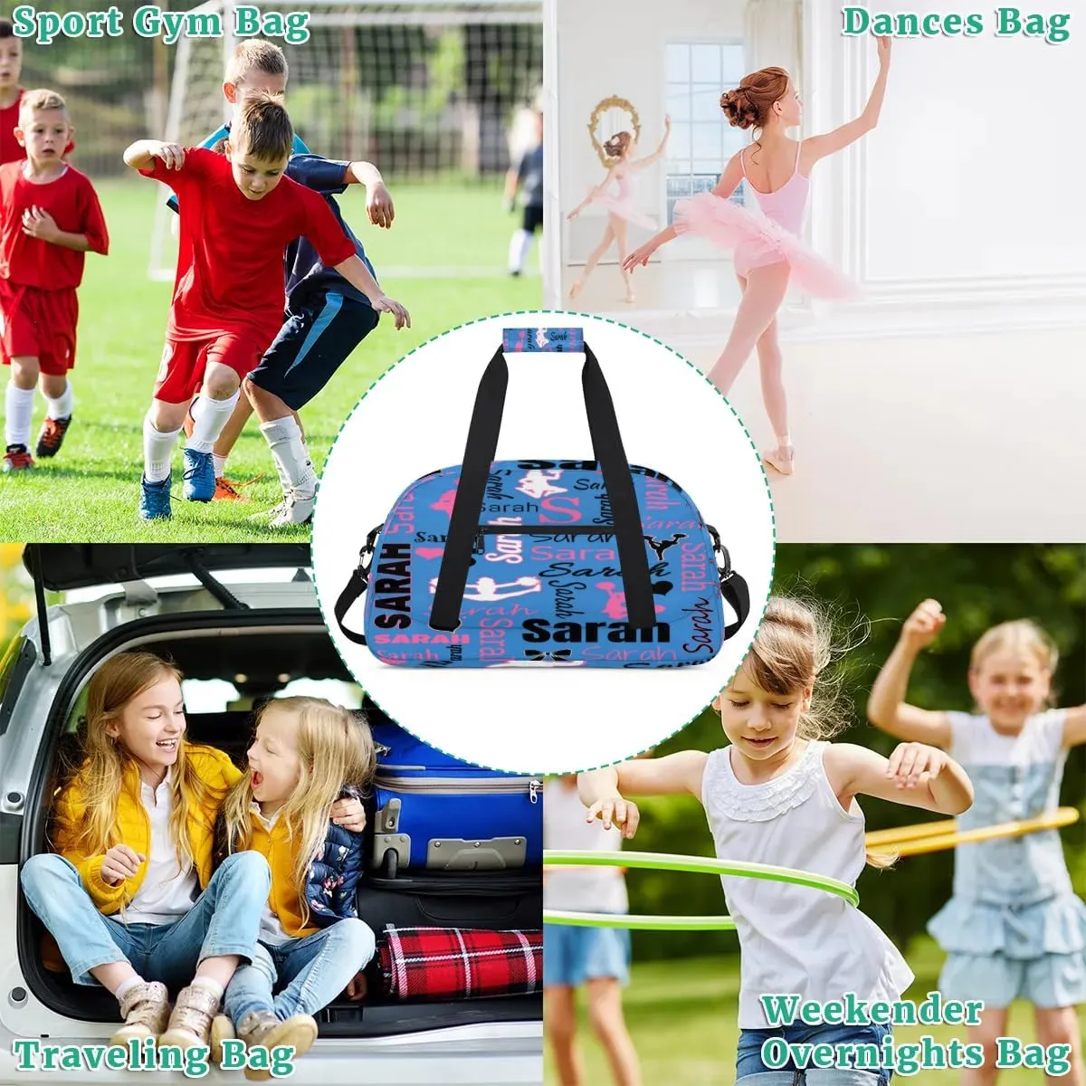 Personalized Cheer Duffle Bag for Cheerleaders, Blue (No Glitter) Custom Cheerleading Gym Bag for Women, Cheer Duffel Bag with Name Weekender Bags Customized Cheer Gifts