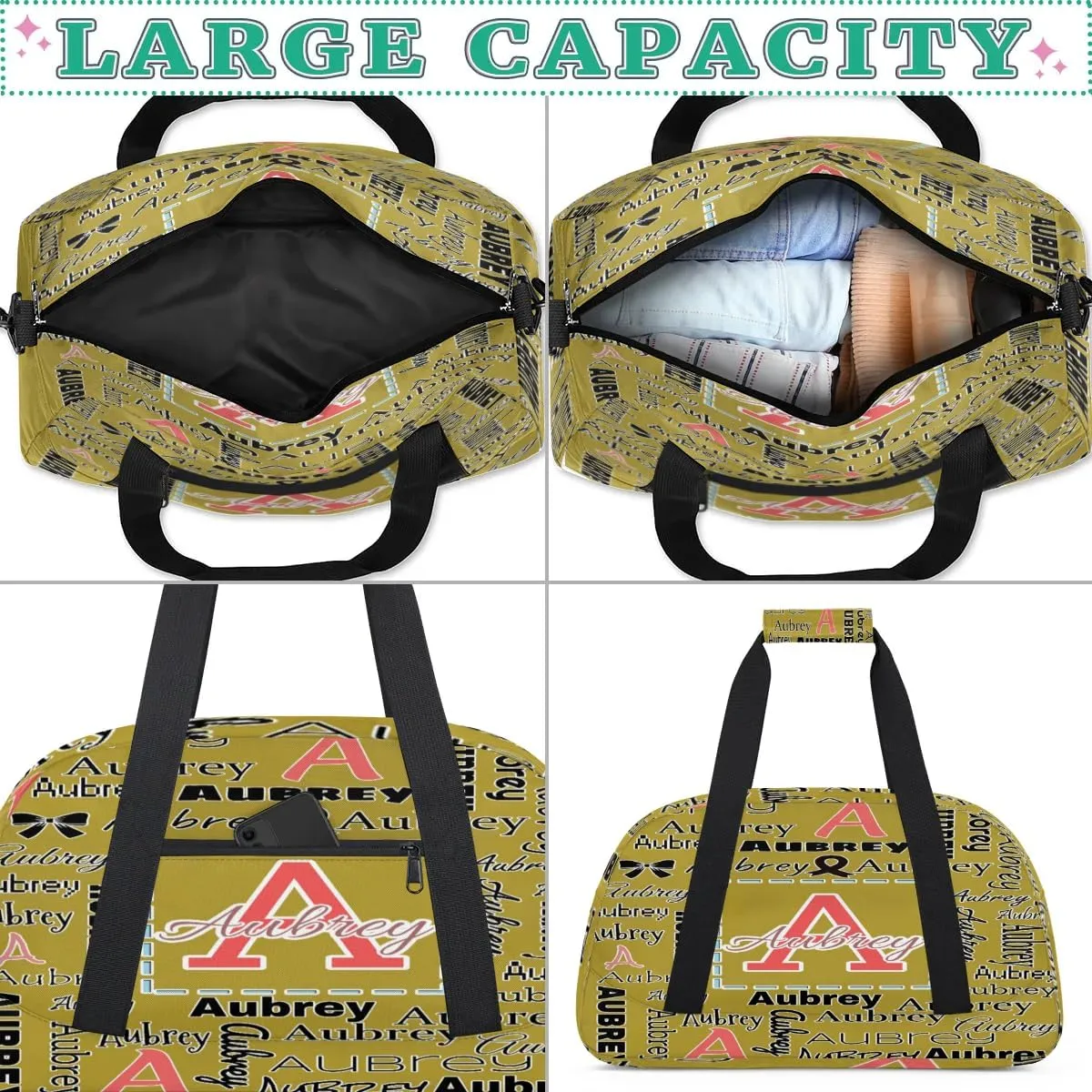 Personalized Cheer Duffle Bag for Cheerleaders, Custom Cheerleading Gym Bag for Women, Cheer Duffel Bag with Name Overnight Weekender Bags Customized Gifts (Brown)