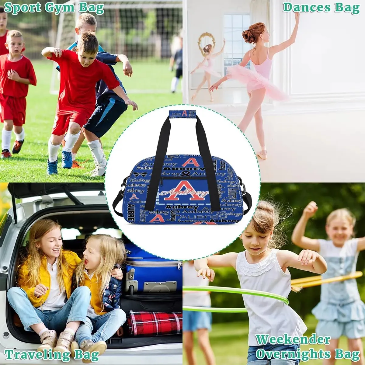Personalized Cheer Duffle Bag for Cheerleaders, Custom Cheerleading Gym Bag for Women, Cheer Duffel Bag with Name Overnight Weekender Bags Customized Gifts (Cobalt Blue)