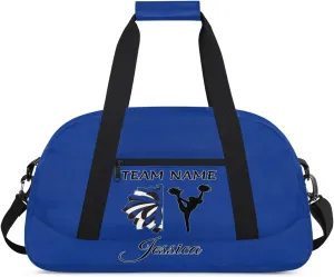 Personalized Cheer Sports Duffle Bag for Cheerleaders, Custom Cheerleading Gym Bags for Women, Cobalt Blue Customized Cheer Duffel Bag with Name Overnight Weekender Bags