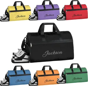 Personalized-Duffel-Bag for-Men-Adults-Boys Football Equipment Bag Large Weekender Carry on Bags Custom Travel Bag Black-Gym-Bag for Men Luggage-Bag