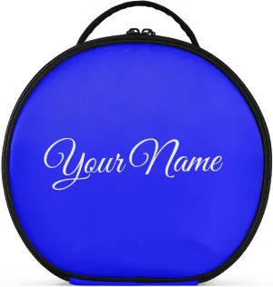 Personalized Makeup Organizer Bag Blue Solid Travel Round Cosmetic Bag Portable Storage Case for Women