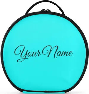 Personalized Makeup Organizer Bag Cyan Green Solid Travel Round Cosmetic Bag Portable Storage Case for Women