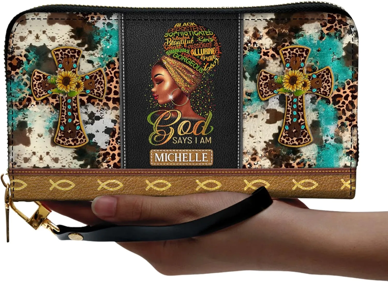 Personalized Wallet for Women – Stylish African Queen Leather Clutch – Gift for Black Women Celebrating African American Culture and Heritage