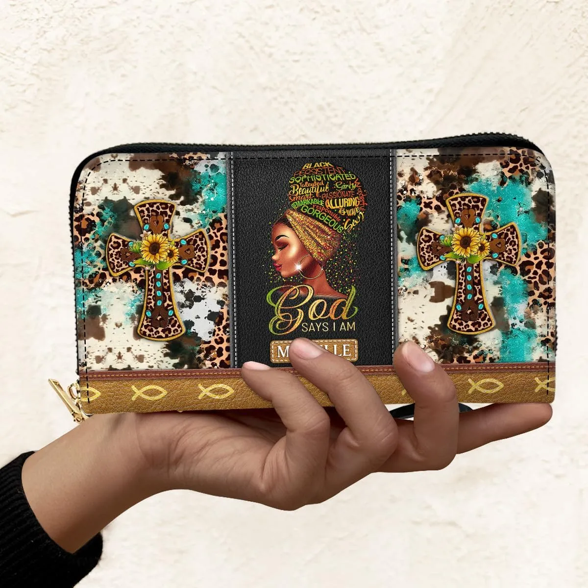 Personalized Wallet for Women – Stylish African Queen Leather Clutch – Gift for Black Women Celebrating African American Culture and Heritage