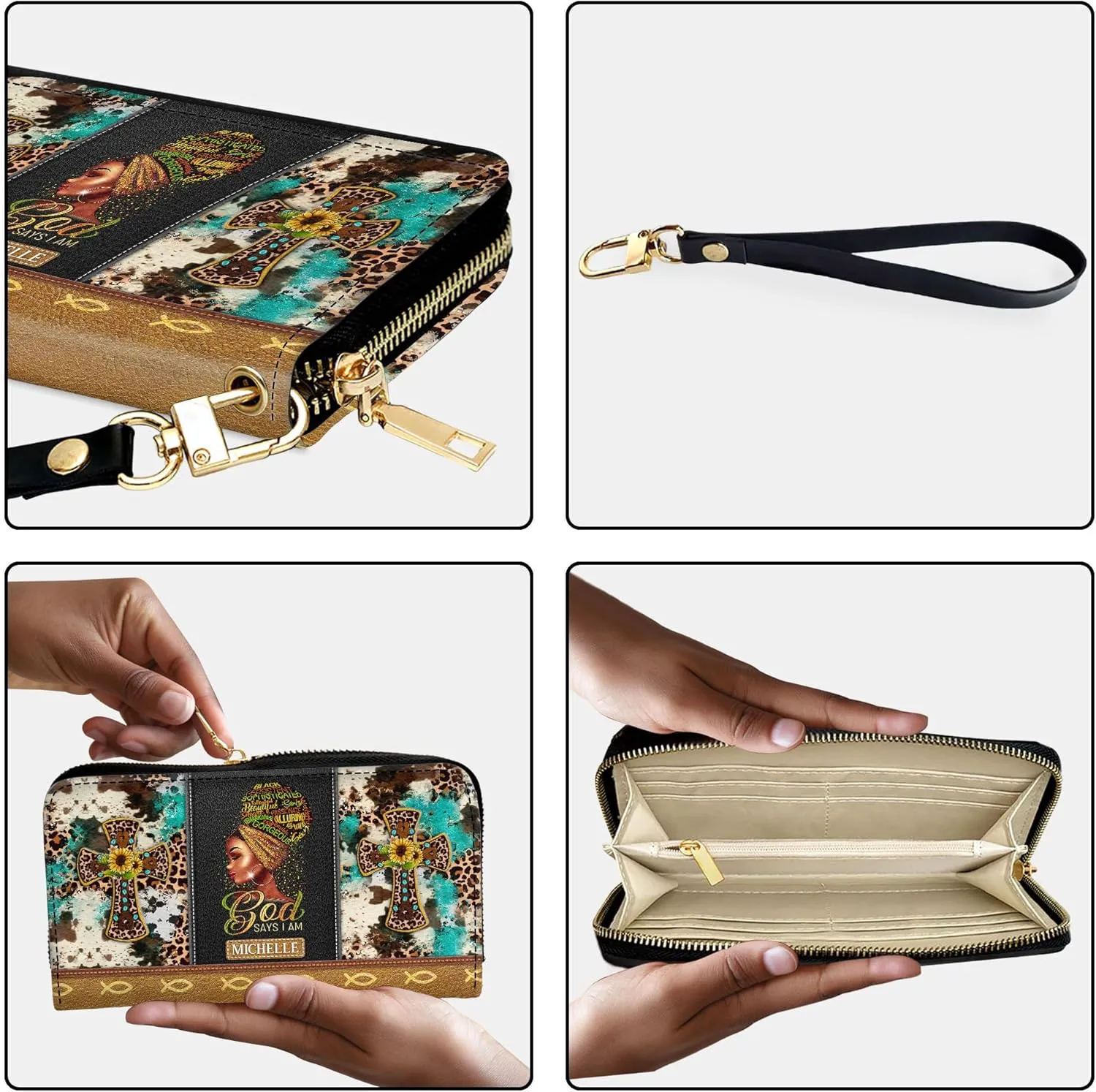 Personalized Wallet for Women – Stylish African Queen Leather Clutch – Gift for Black Women Celebrating African American Culture and Heritage