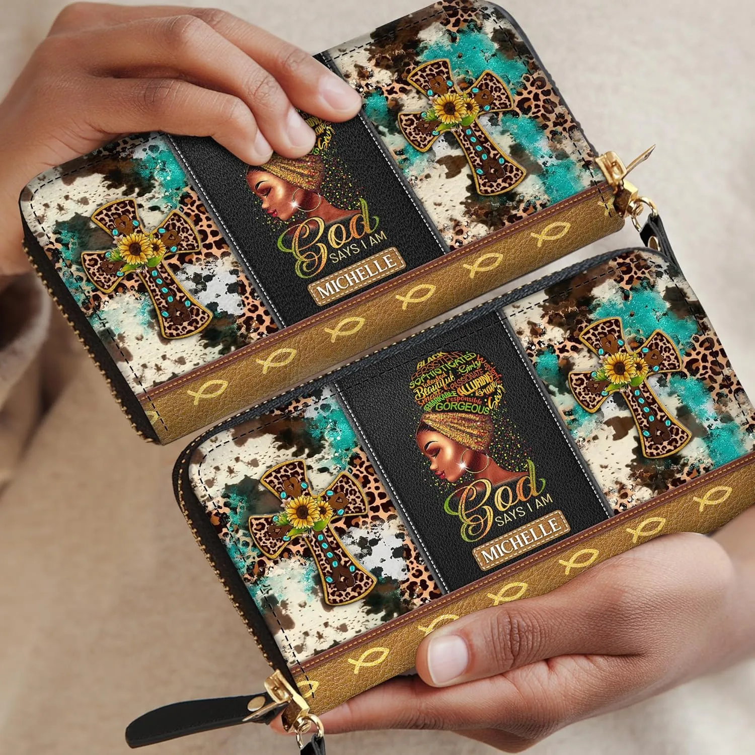 Personalized Wallet for Women – Stylish African Queen Leather Clutch – Gift for Black Women Celebrating African American Culture and Heritage