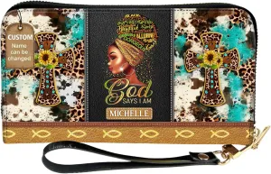 Personalized Wallet for Women – Stylish African Queen Leather Clutch – Gift for Black Women Celebrating African American Culture and Heritage