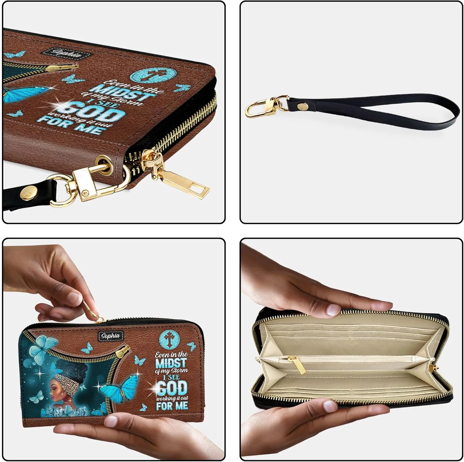 Personalized Wallet for Women – Stylish African Queen Leather Clutch – Mother’s Day Gift for Black Women Celebrating African American Culture and Heritage