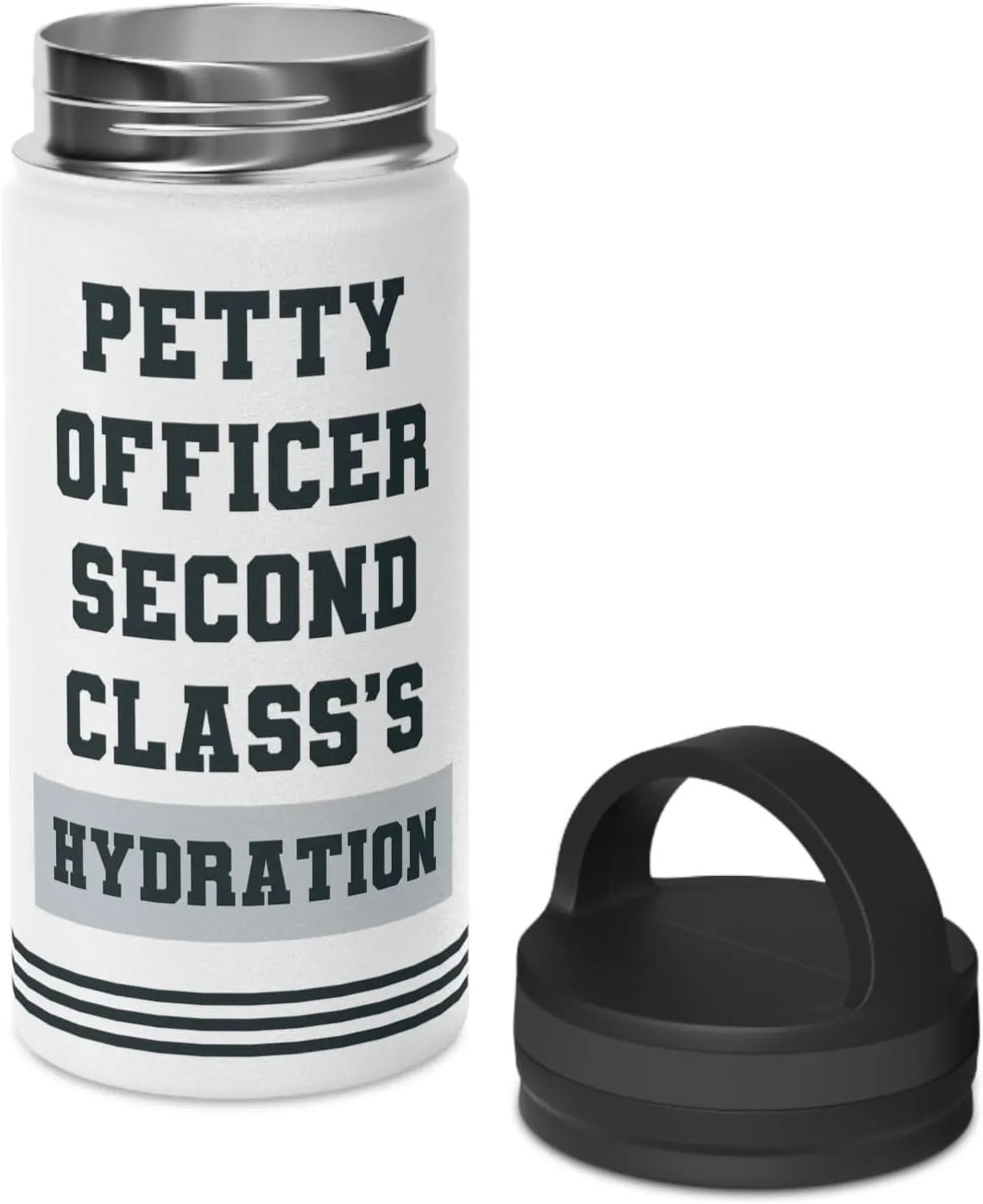 Petty Officer Second Class's Hydration: Insulated Water Bottle – Stainless Steel, Handle Lid, Military Gift, 12oz, 18oz, 32oz
