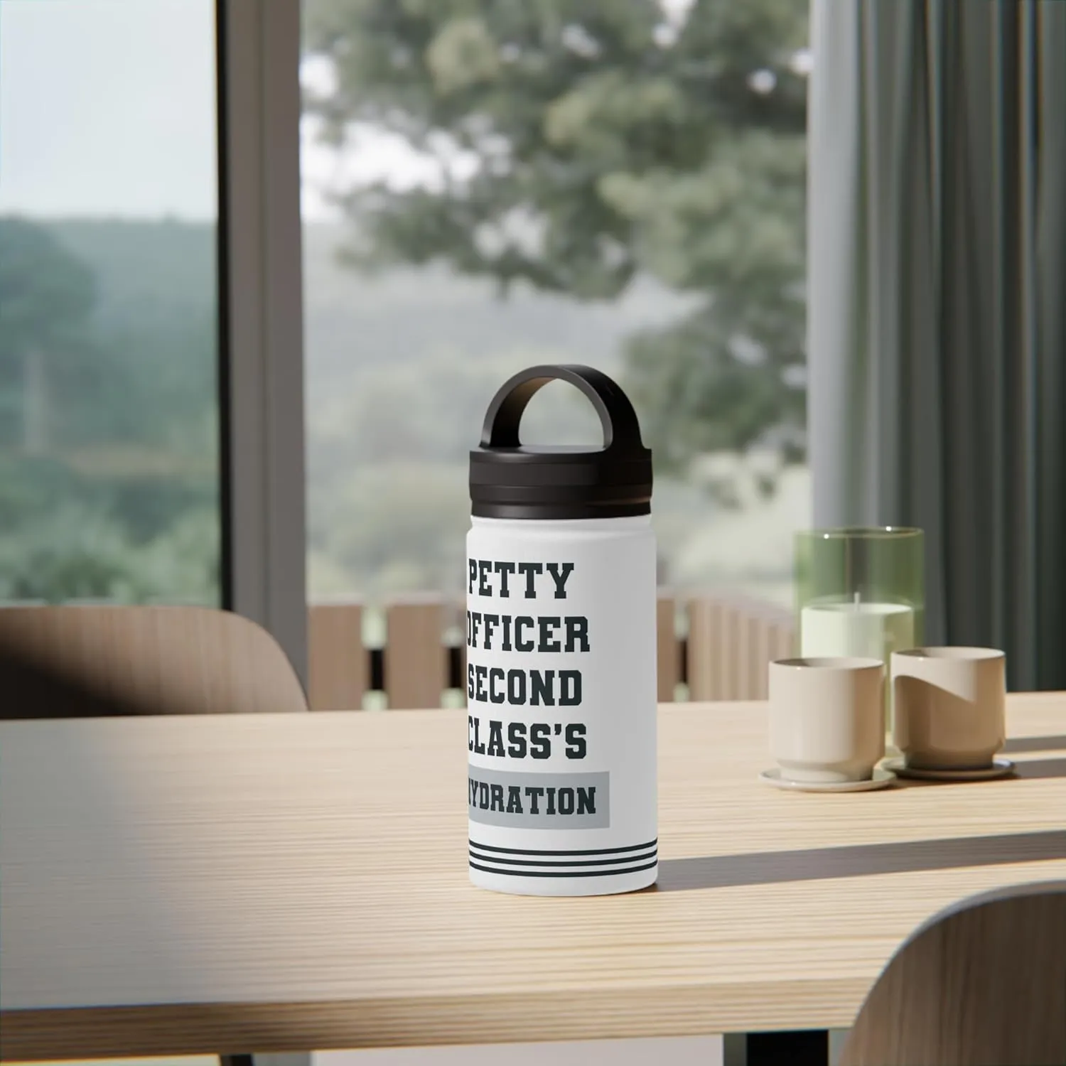 Petty Officer Second Class's Hydration: Insulated Water Bottle – Stainless Steel, Handle Lid, Military Gift, 12oz, 18oz, 32oz