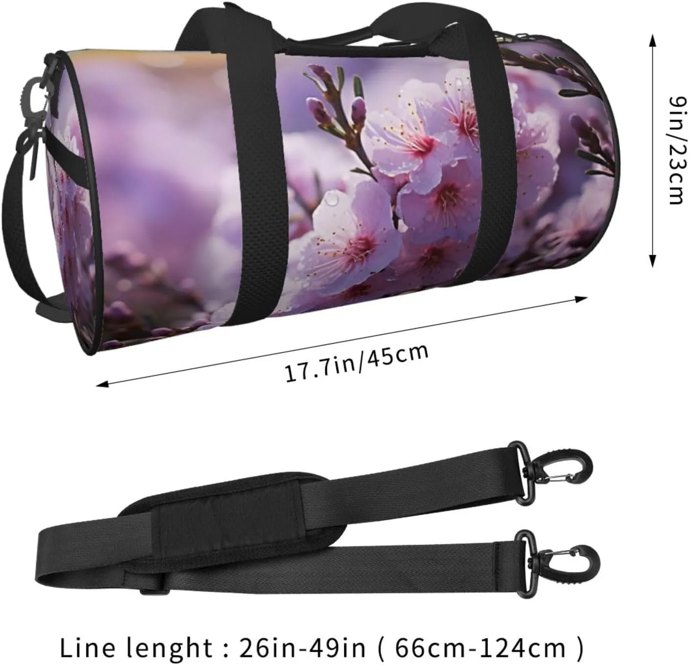 Pink Cherry Blossom Travel Duffle Bag for Men Women Sport Gym Bag Foldable Weekender Bag Carry on Overnight Bag for Travel Swimming Basketball