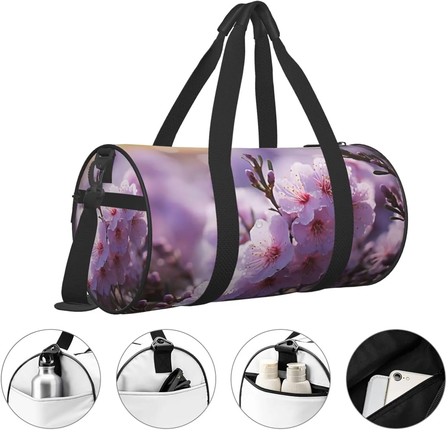 Pink Cherry Blossom Travel Duffle Bag for Men Women Sport Gym Bag Foldable Weekender Bag Carry on Overnight Bag for Travel Swimming Basketball