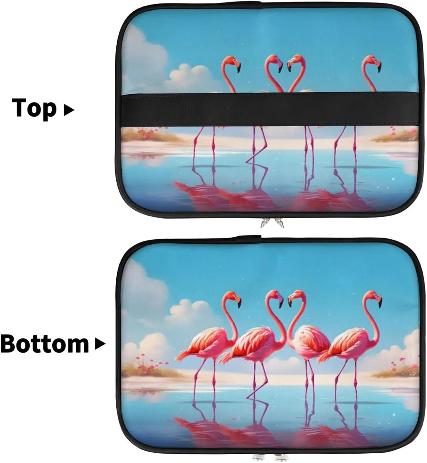 Pink Flamingo Walking Makeup Bag Large Opening Cosmetic Bag Portable Makeup Case Organizer Toiletry Bags for Women Daily Traveling With Handle Grids Smooth Zipper Divider Makeup Pouch