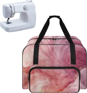 Pink Marble Sewing Machine Carrying Case Sewing Machine Cover Dust Cover for Sewing Accessories Scissors Crochet Hooks Portable Washable Home Decoration Sewing Case