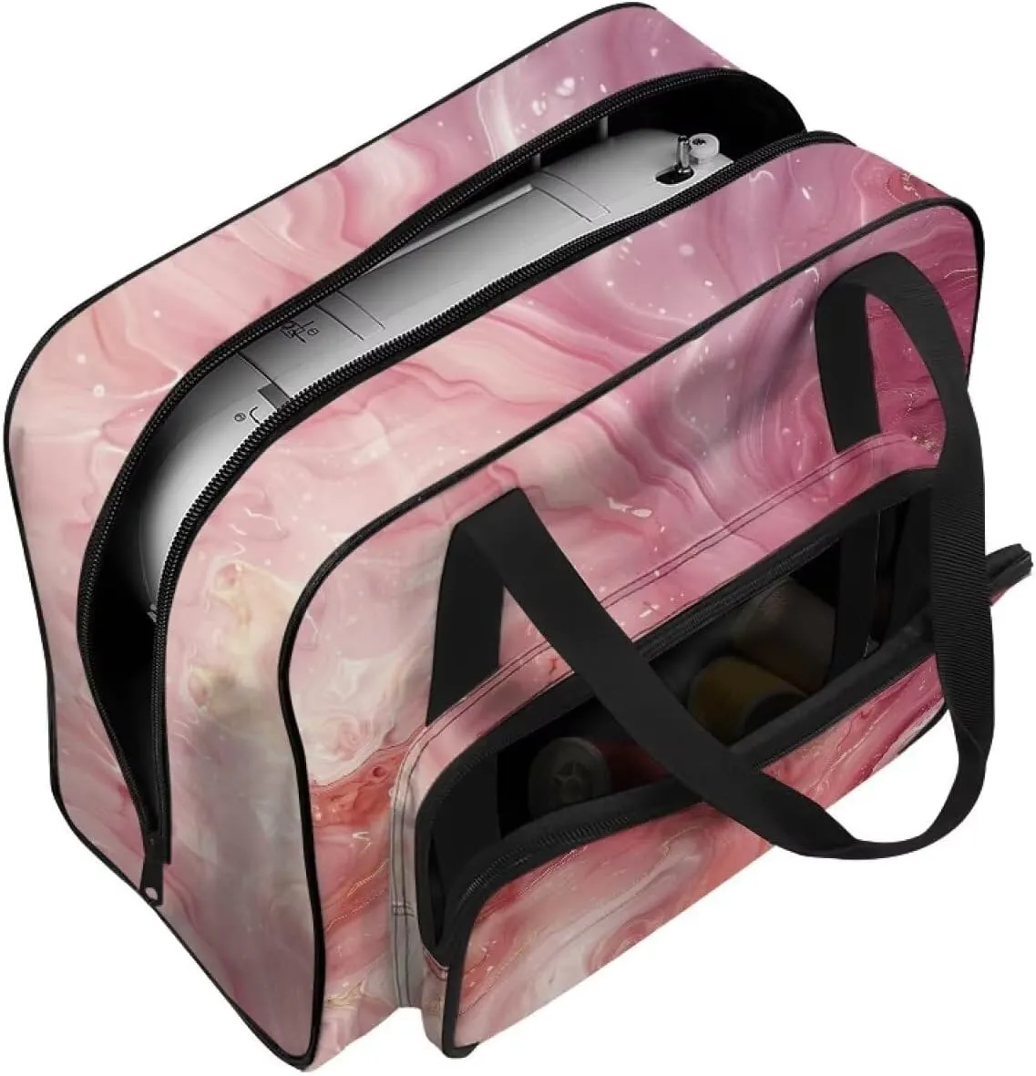 Pink Marble Sewing Machine Carrying Case Sewing Machine Cover Dust Cover for Sewing Accessories Scissors Crochet Hooks Portable Washable Home Decoration Sewing Case
