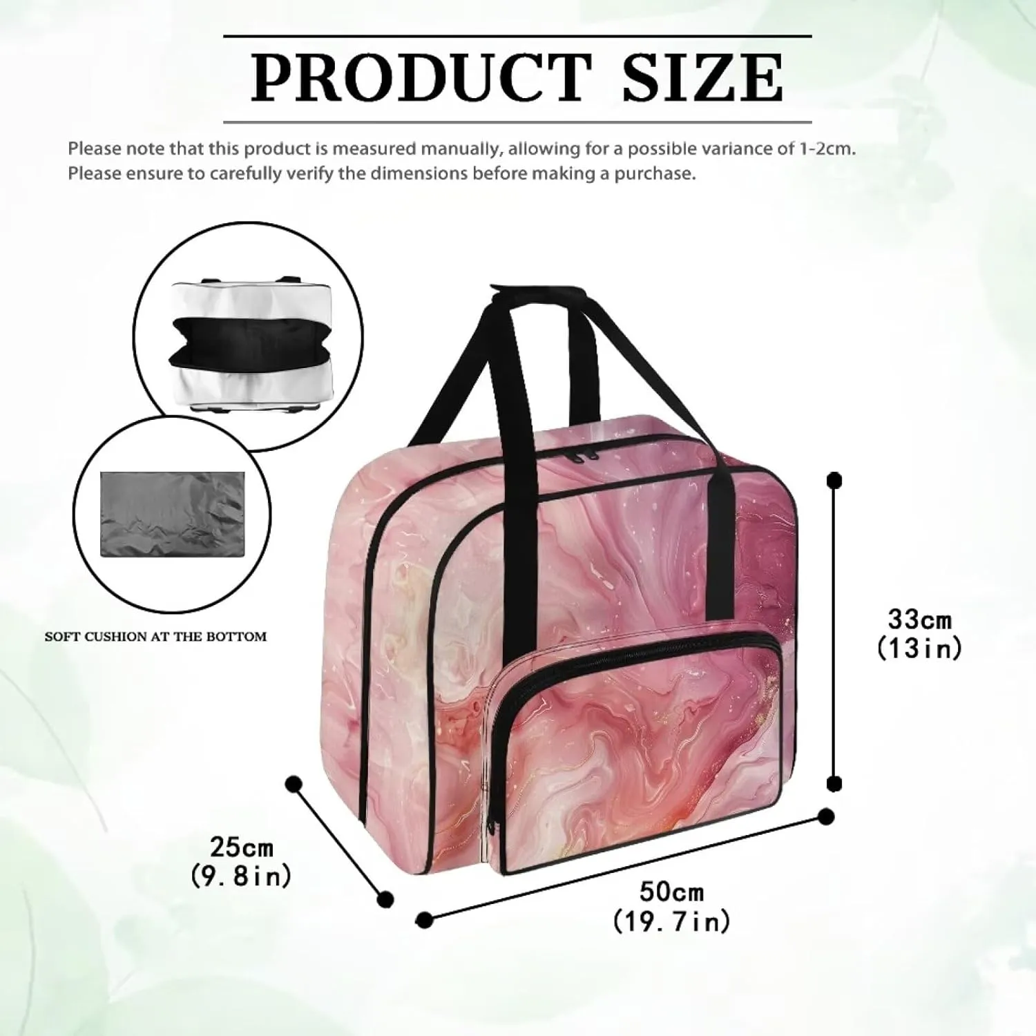 Pink Marble Sewing Machine Carrying Case Sewing Machine Cover Dust Cover for Sewing Accessories Scissors Crochet Hooks Portable Washable Home Decoration Sewing Case