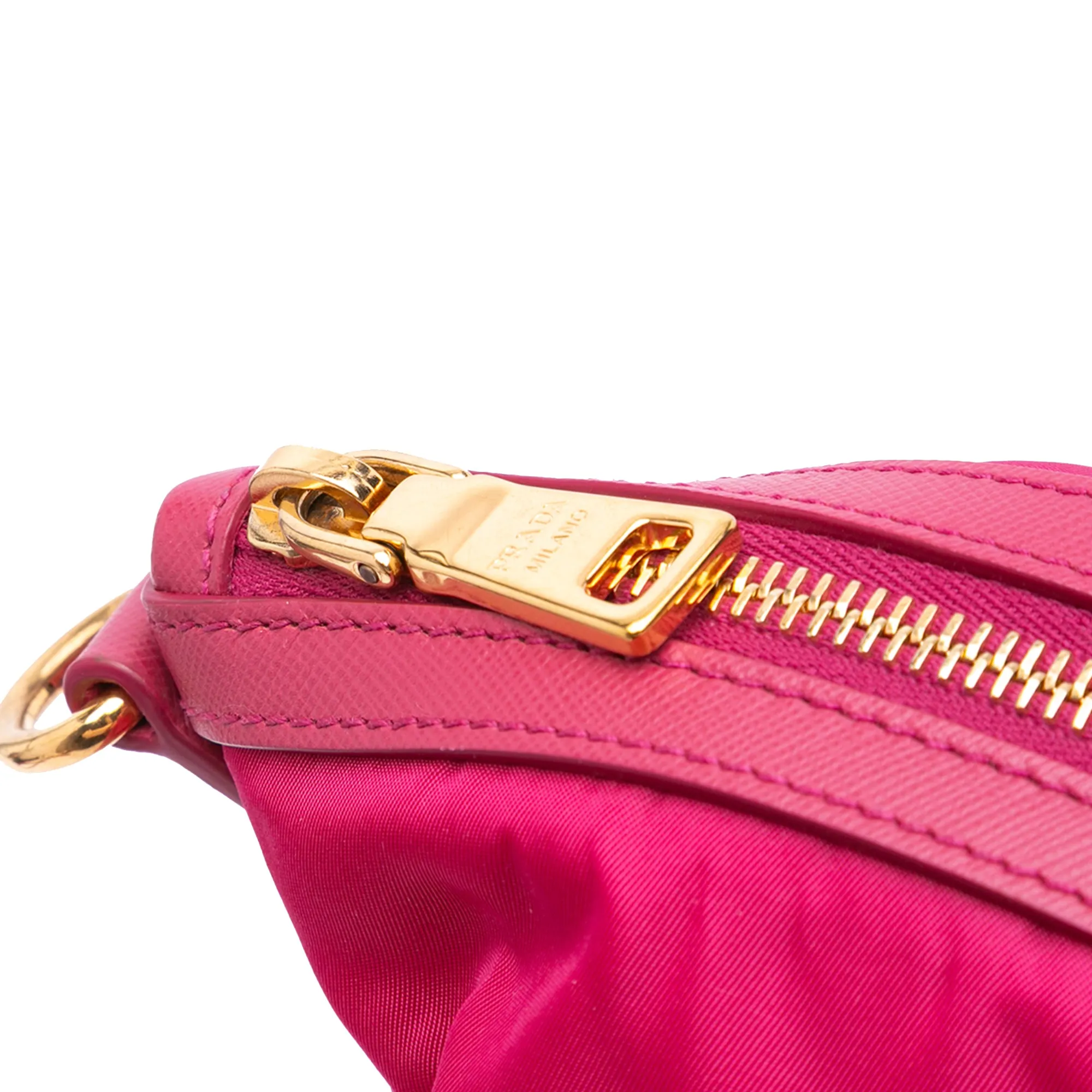 Pink Prada Saffiano Trimmed Tessuto Satchel