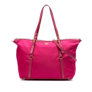 Pink Prada Saffiano Trimmed Tessuto Satchel