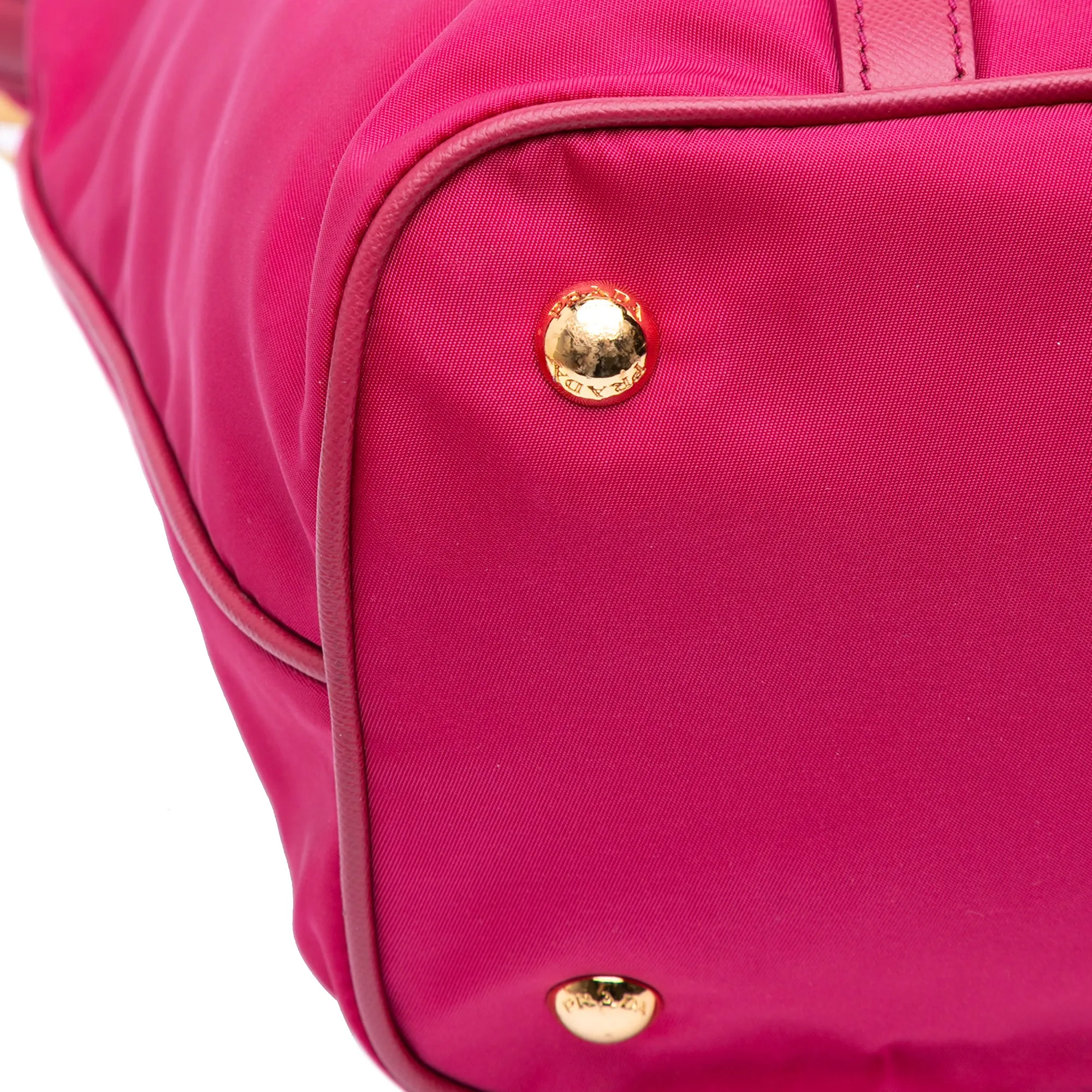 Pink Prada Saffiano Trimmed Tessuto Satchel