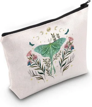 PLITI Luna Moth Gift Moon Phases Luna Moth Insect Lover Gift Green Luna Moth Witch Makeup Bag Goth Gothic Butterfly Moth Gift (Luna Moth Bag)