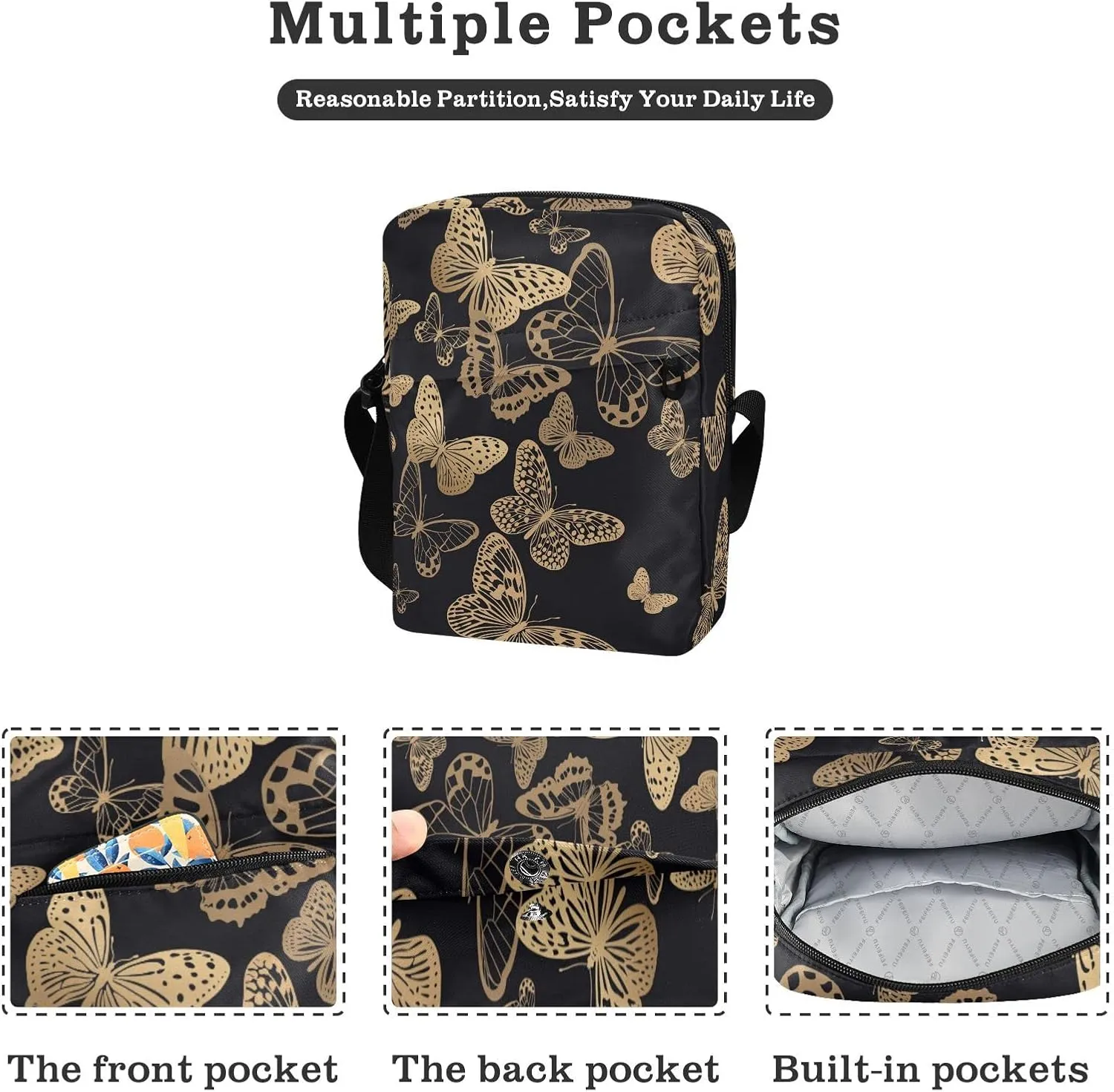 Poeticcity Crossbody Phone Bag, Small Messenger Shoulder Bag, Cash Handbag Wallet Purse