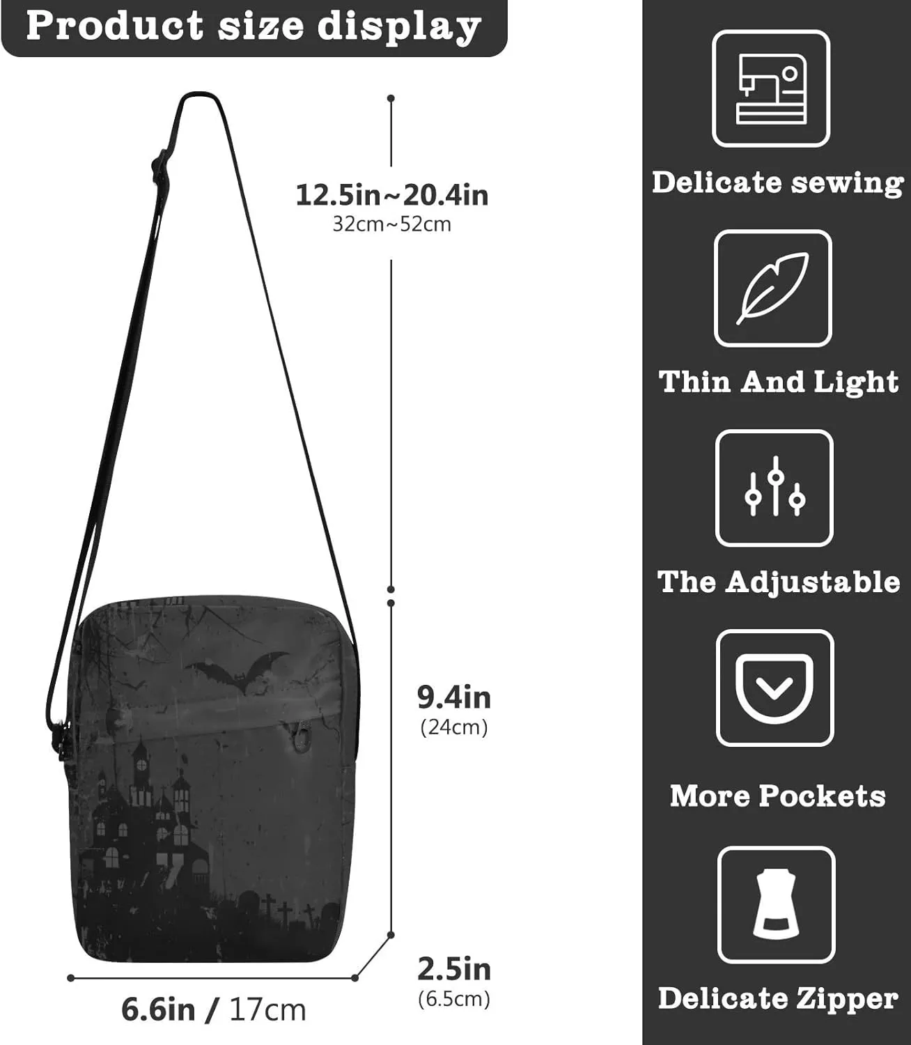 Poeticcity Crossbody Phone Bag, Small Messenger Shoulder Bag, Cash Handbag Wallet Purse