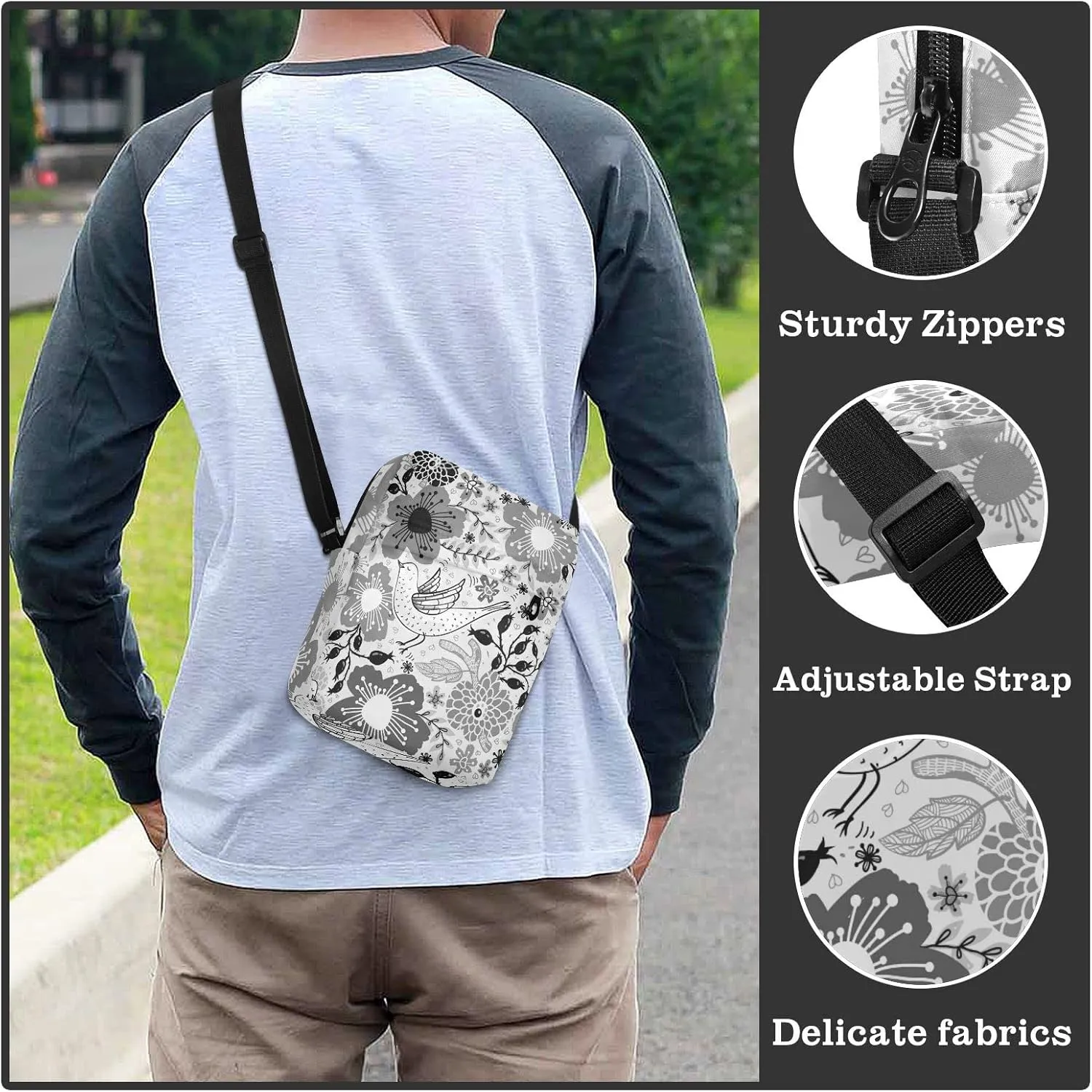 Poeticcity Crossbody Phone Bag, Small Messenger Shoulder Bag, Cash Handbag Wallet Purse