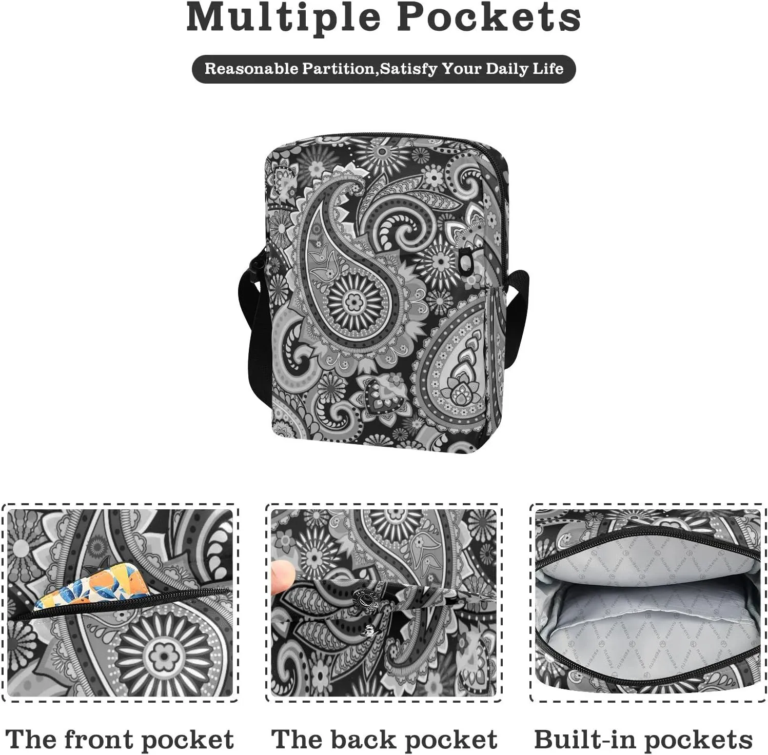 Poeticcity Crossbody Phone Bag, Small Messenger Shoulder Bag, Cash Handbag Wallet Purse