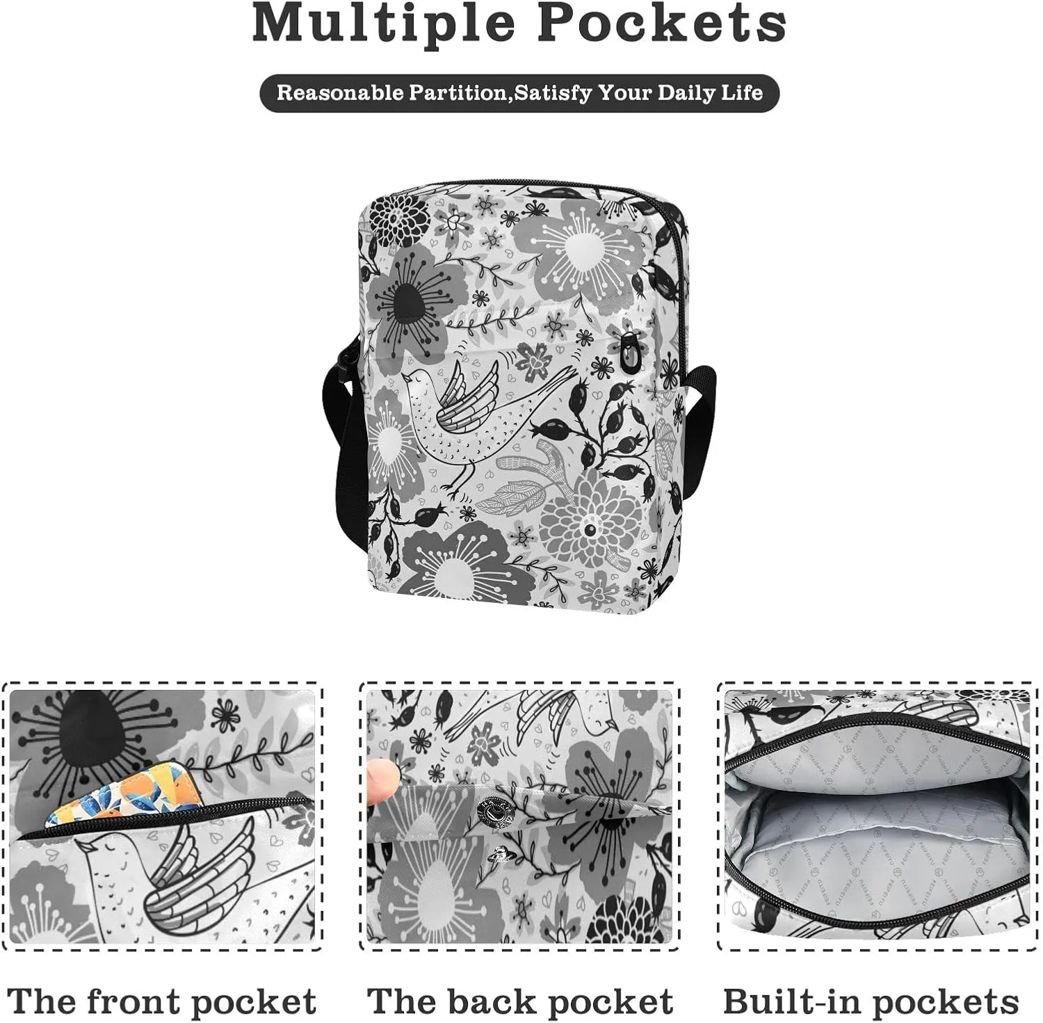 Poeticcity Crossbody Phone Bag, Small Messenger Shoulder Bag, Cash Handbag Wallet Purse