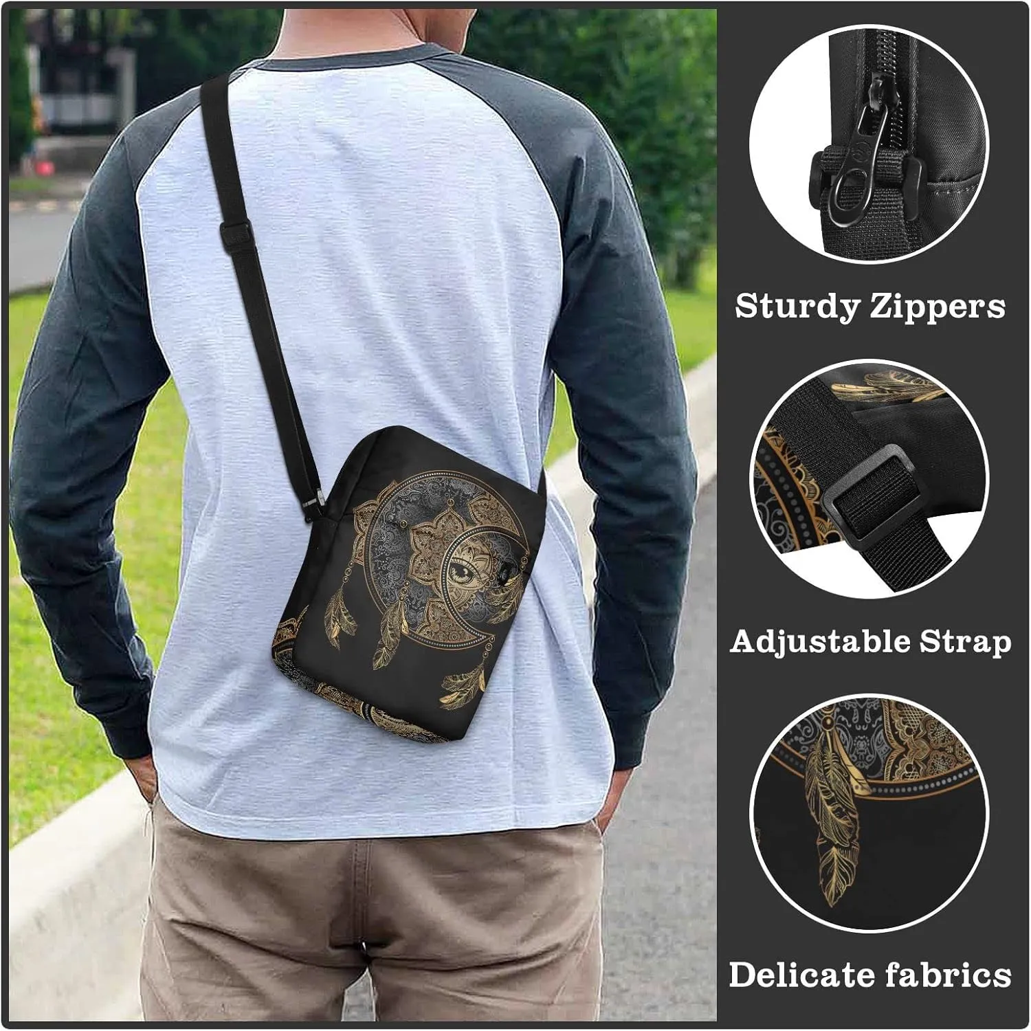 Poeticcity Crossbody Phone Bag, Small Messenger Shoulder Bag, Cash Handbag Wallet Purse