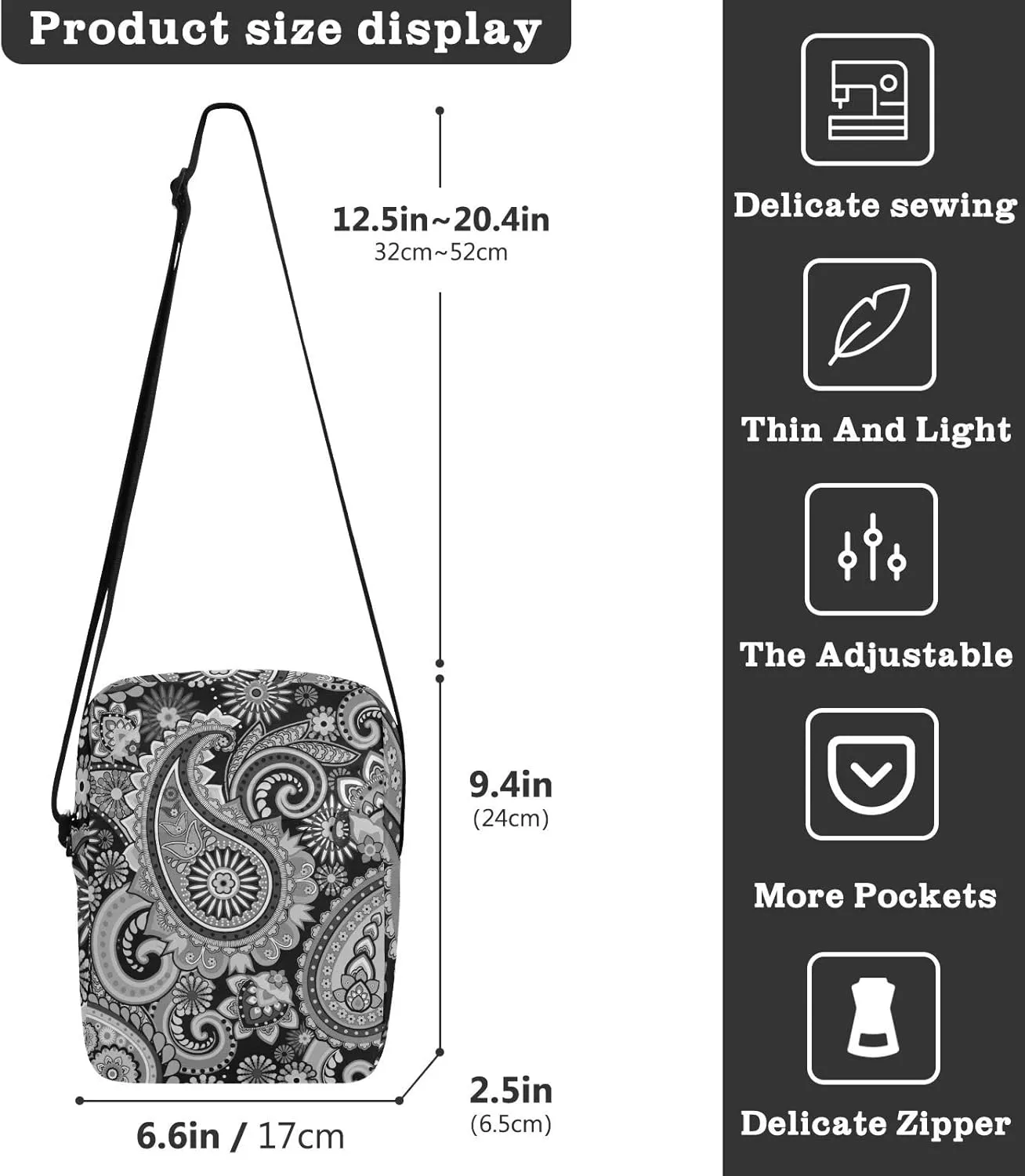 Poeticcity Crossbody Phone Bag, Small Messenger Shoulder Bag, Cash Handbag Wallet Purse