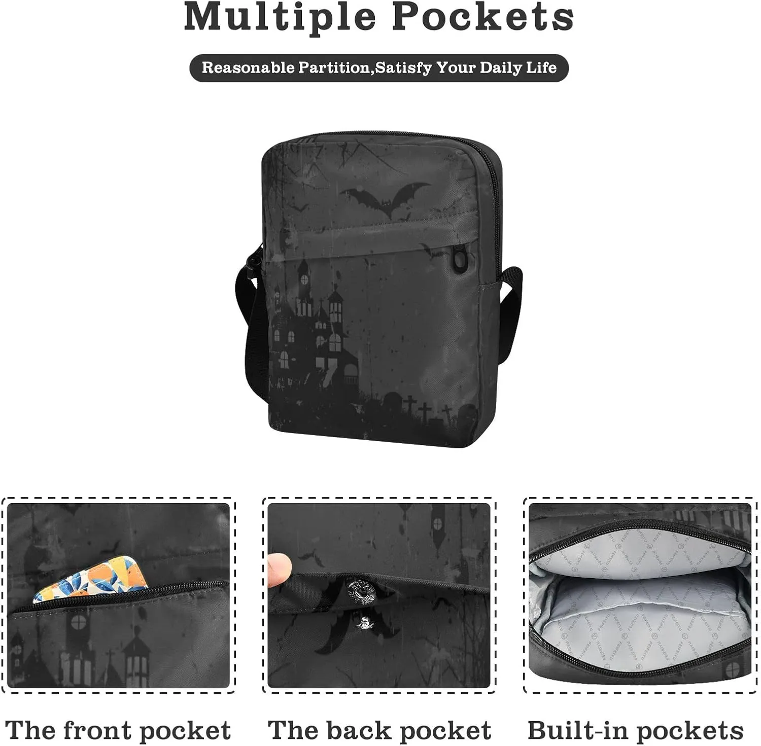 Poeticcity Crossbody Phone Bag, Small Messenger Shoulder Bag, Cash Handbag Wallet Purse