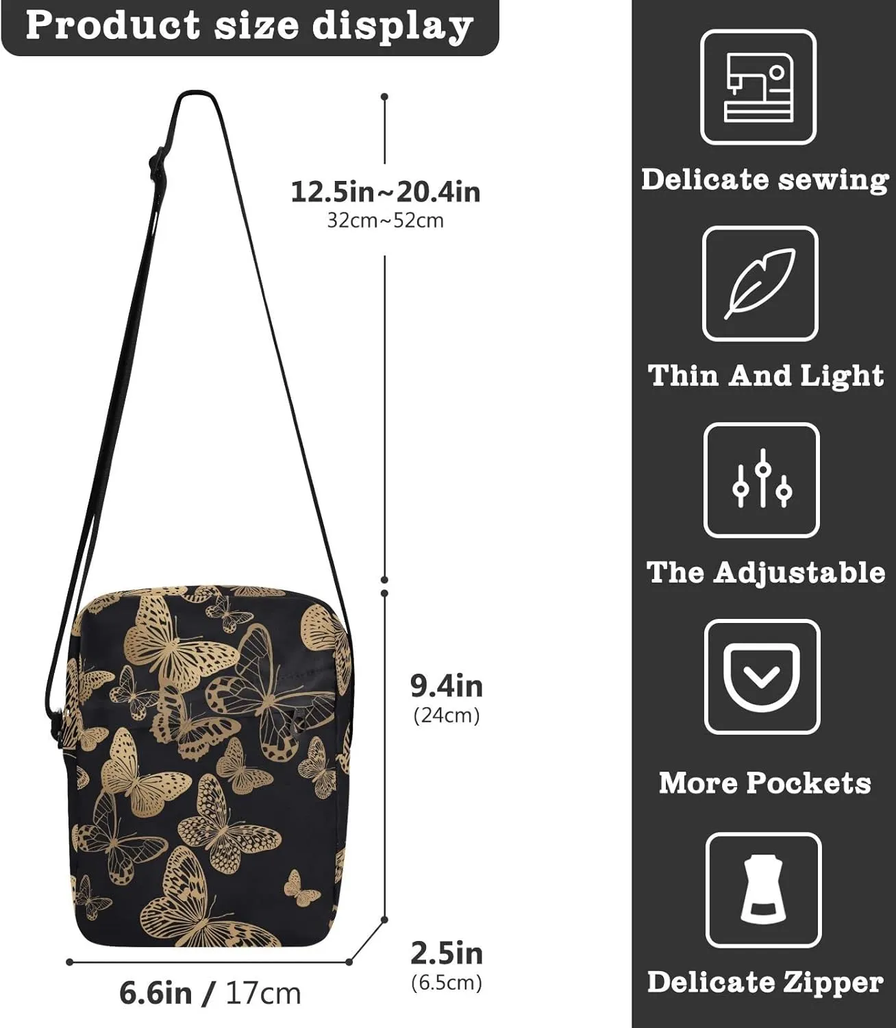 Poeticcity Crossbody Phone Bag, Small Messenger Shoulder Bag, Cash Handbag Wallet Purse