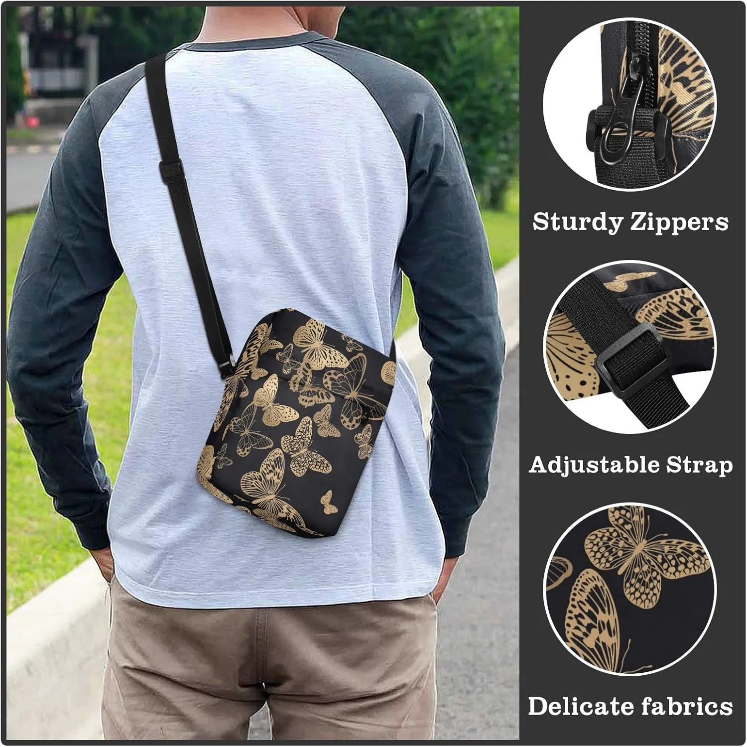 Poeticcity Crossbody Phone Bag, Small Messenger Shoulder Bag, Cash Handbag Wallet Purse