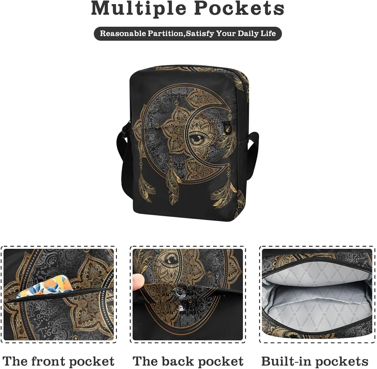 Poeticcity Crossbody Phone Bag, Small Messenger Shoulder Bag, Cash Handbag Wallet Purse