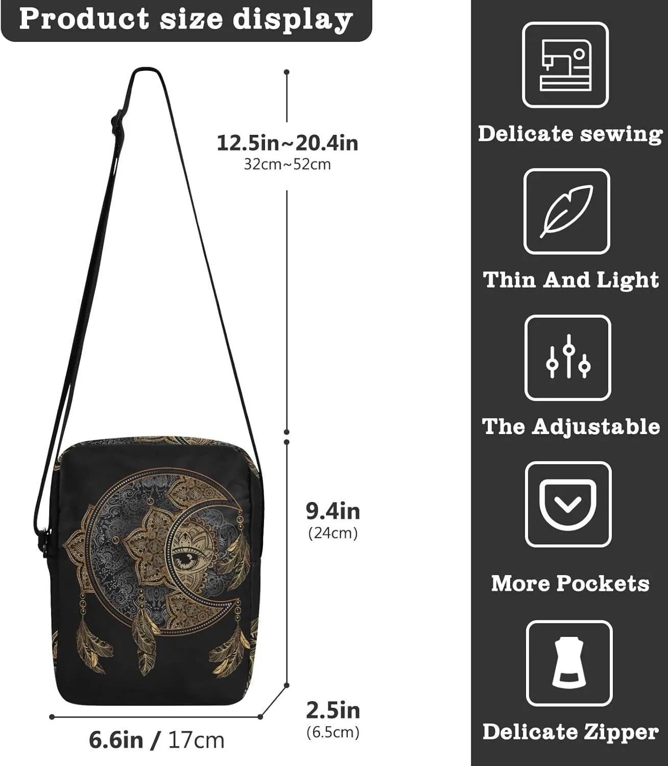 Poeticcity Crossbody Phone Bag, Small Messenger Shoulder Bag, Cash Handbag Wallet Purse