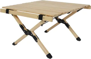 Portable Wooden Folding Camp Table, Collapsible Outdoor Picnic Table with Carry Bag, 66lbs Capacity Beech Wood Side Table for Camping, Beach, BBQ, Backyard