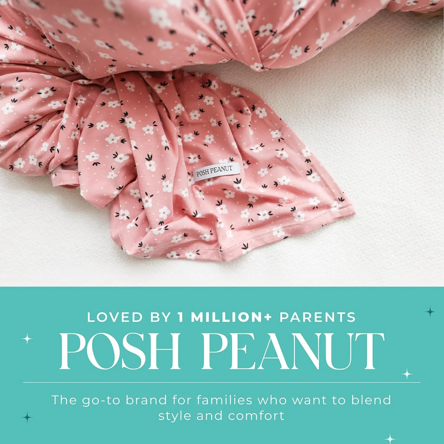 Posh Peanut Swaddle Blanket & Headband Set – Viscose from Bamboo Stretchy Baby Swaddle for Newborn Girls, Receiving Blanket or Nursing Cover (Emmilene)