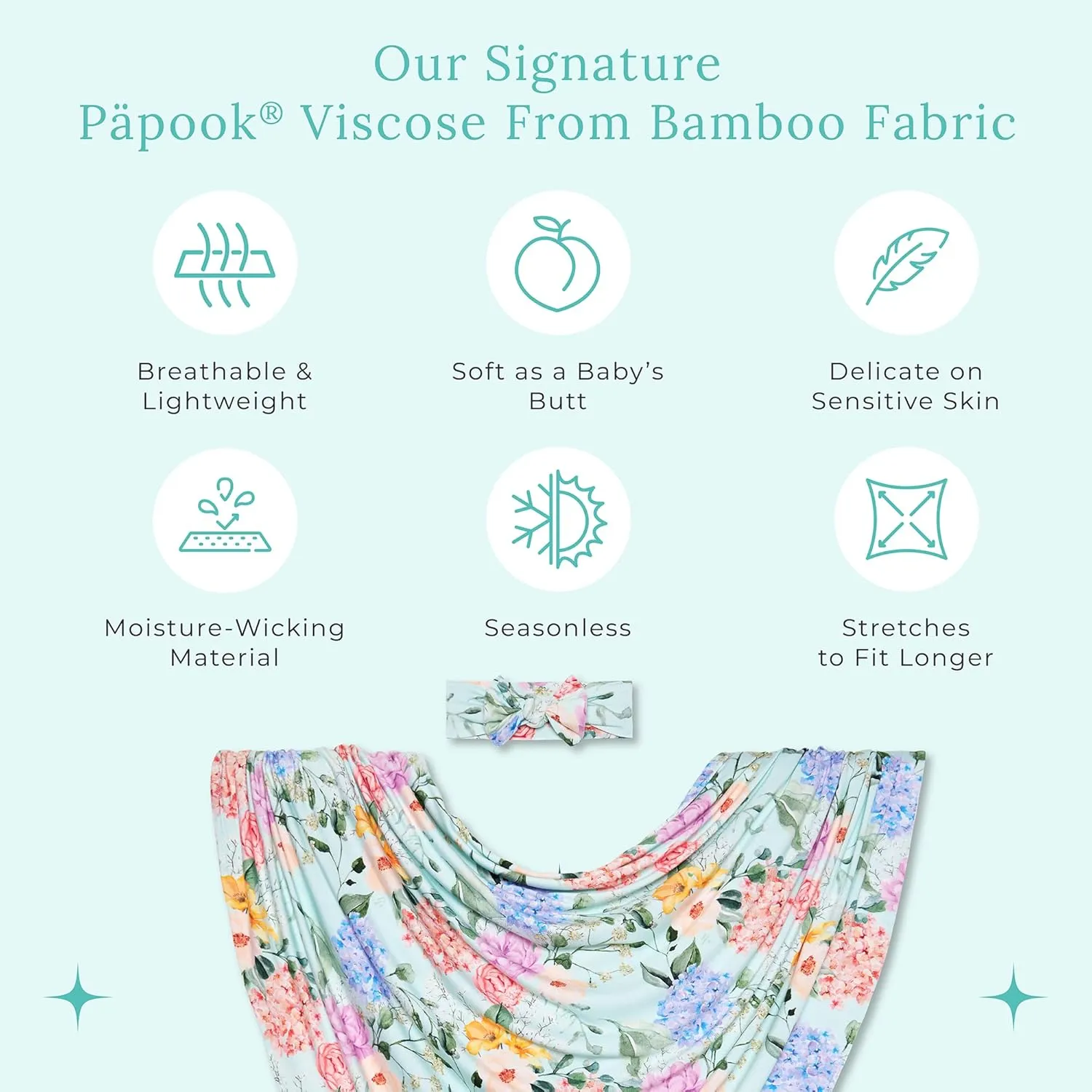 Posh Peanut Swaddle Blanket & Headband Set – Viscose from Bamboo Stretchy Baby Swaddle for Newborn Girls, Receiving Blanket or Nursing Cover (Erin)