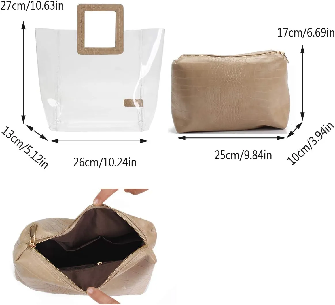 Poxas Womens Transparent Shoulder Bags Clear Tote PVC Handbag Jelly Purse Waterproof Bag