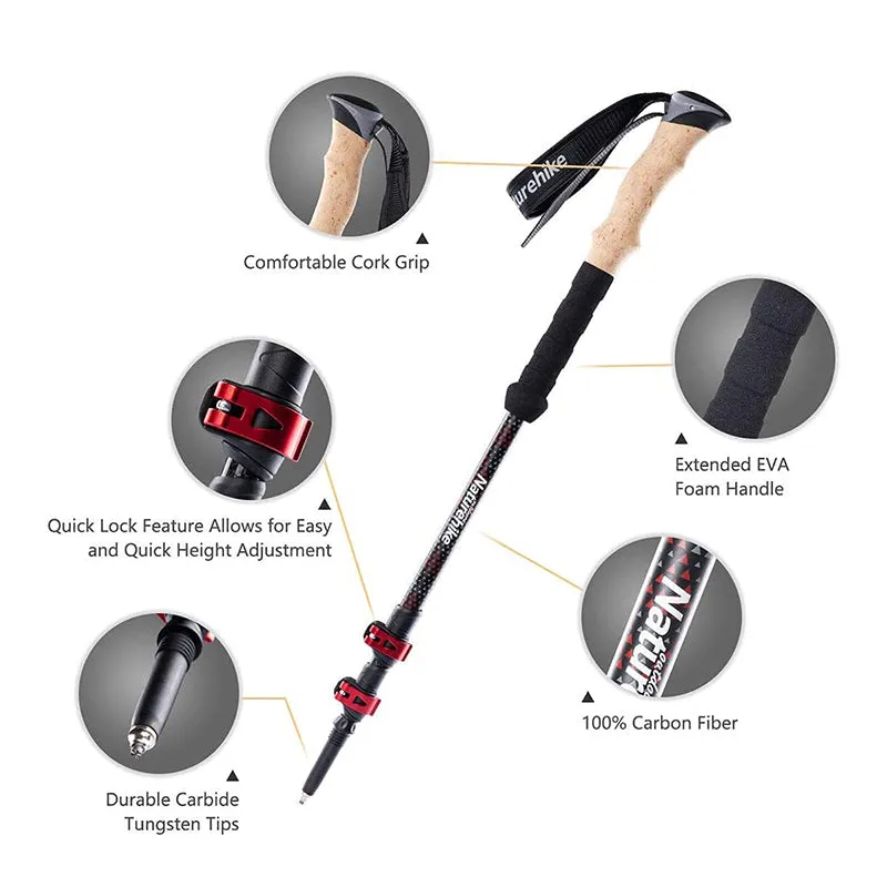 Premium Carbon Fiber Trekking Poles – Lightweight, Collapsible Telescopic Walking & Hiking Stick for Climbing, 2-Piece Set, Adjustable Length, Durable & Portable